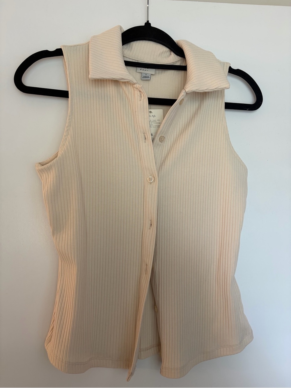 a new day Ribbed Button-Front Sleeveless Tank - Cream